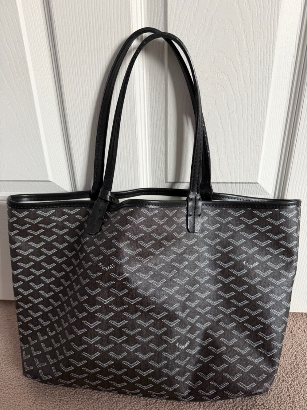 Black Patterned Tote Bag - Classic Everyday Shoulder Tote